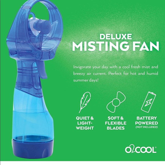 O2COOL Deluxe Misting Personal Fan, 2.5" Dark Blue - Picture 9 of 11